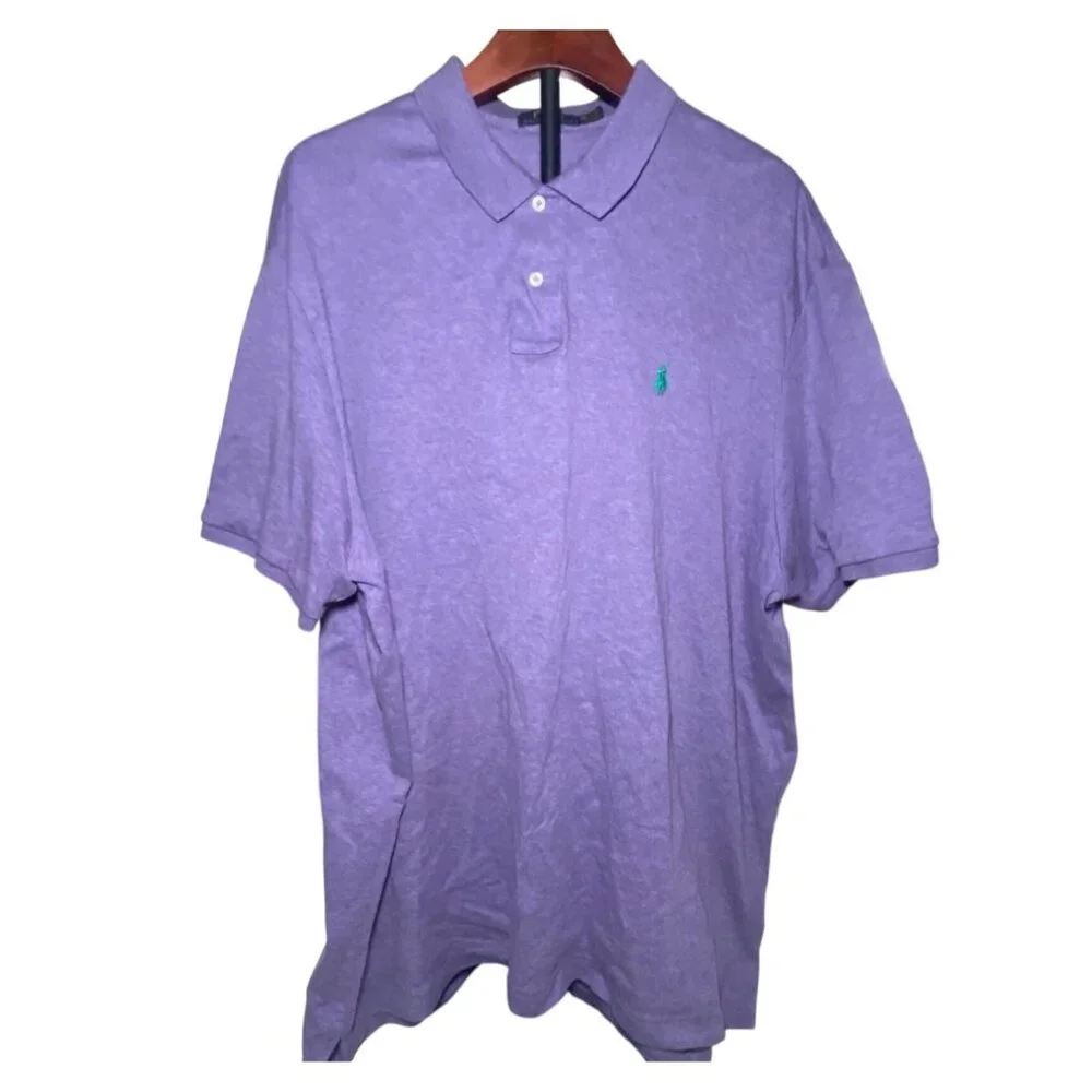 Ralph Lauren Polo Shirt Purple Heather Short Sleeve Soft Logo Casual Comfy Golf